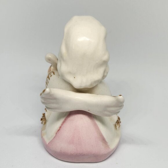 Vintage Angel with Harp figurine with spaghetti around skirt. - Picture 3 of 5